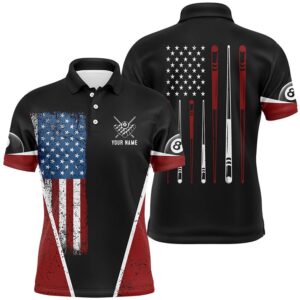 US Flag 8 Ball Pool Polo Shirts,…