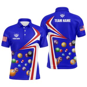 US Flag Billiard Balls Blue 3D Polo…