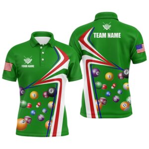 US Flag Billiard Balls Green 3D Polo…