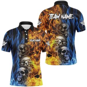 Unique Skull Fire Water 3D Billiard Shirts,…