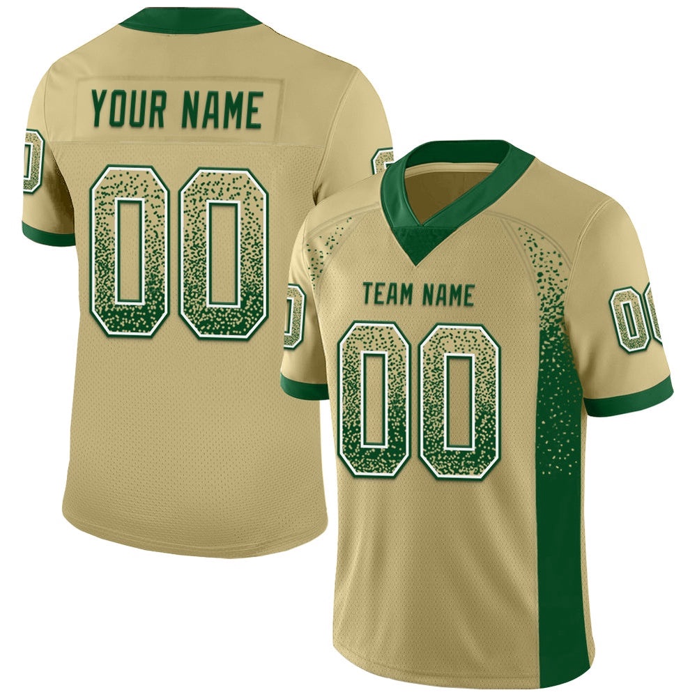 Vegas Gold Green White Mesh Drift Fashion Football Jersey, Personalized Football Jersey, Football Team Jersey, Football Outfits Vegas Gold Green White Mesh Drift Fashion Football Jersey, Personalized Football Jersey, Football Team Jersey, Football Outfits