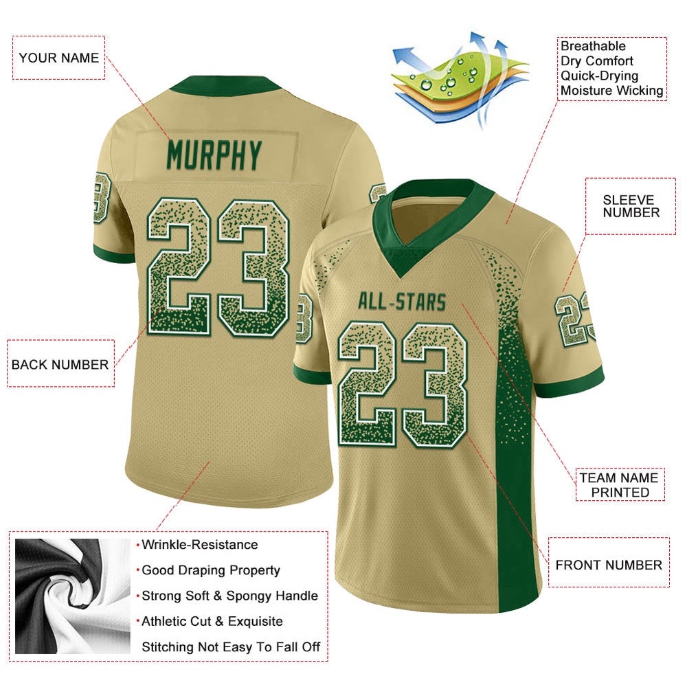 Vegas Gold Green White Mesh Drift Fashion Football Jersey, Personalized Football Jersey, Football Team Jersey, Football Outfits Vegas Gold Green White Mesh Drift Fashion Football Jersey, Personalized Football Jersey, Football Team Jersey, Football Outfits