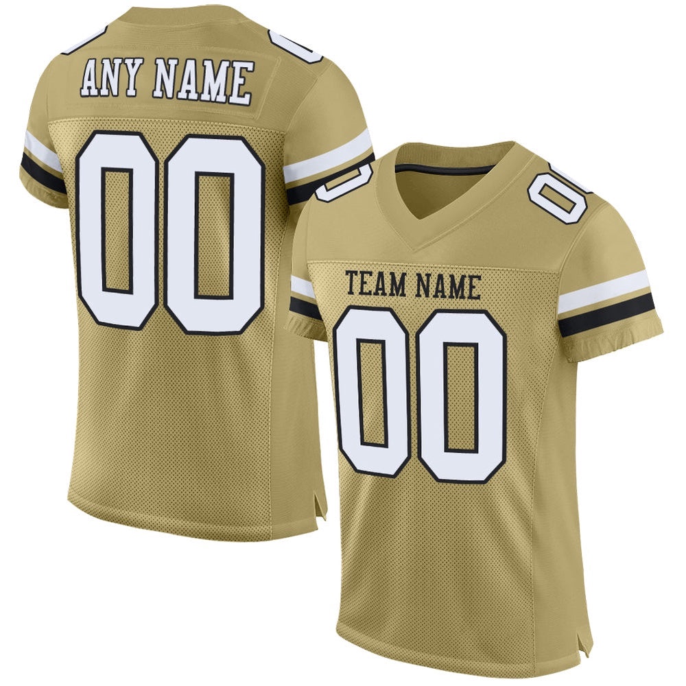 Vegas Gold White Black Mesh Authentic Football Jersey, Personalized Football Jersey, Football Team Jersey, Football Outfits