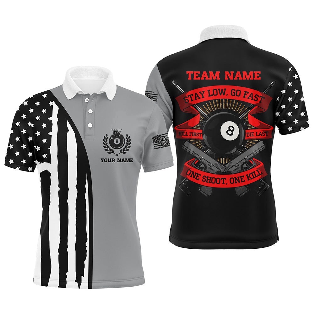 Vintage American Flag Billiard Polo Shirts Funny Saying Billiard Shirts, Personalized Billiard Polo Shirt