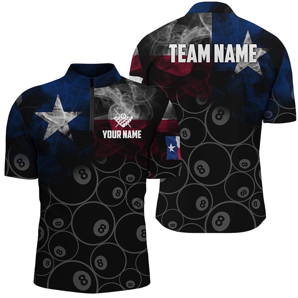 Vintage Smoke Texas Flag Billiards Team Shirts, Personalized Billiard Team Jersey Shirt