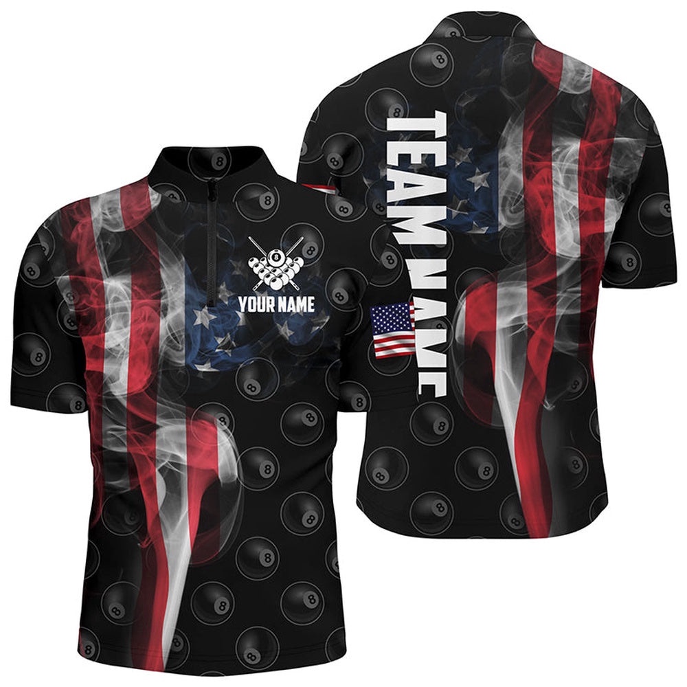 Vintage Smoke US Flag Billiards Team Shirts, Personalized Billiard Team Jersey Shirt