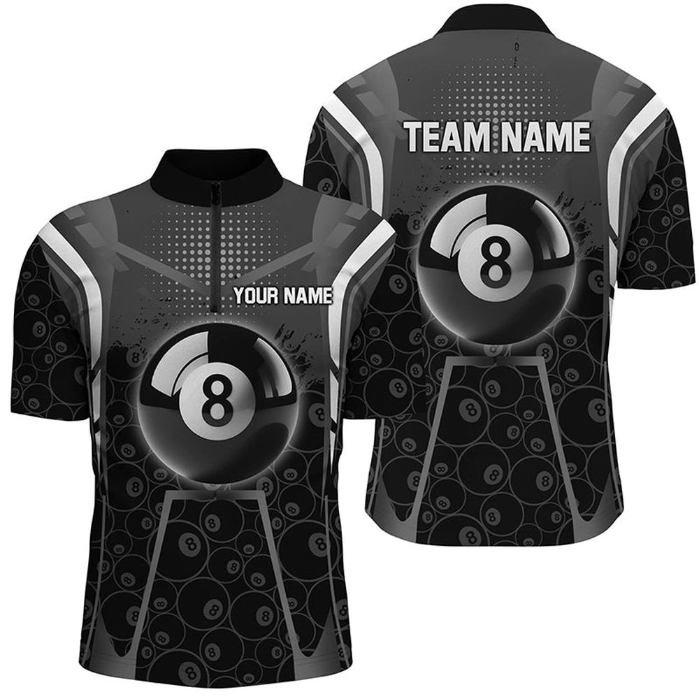 White Black 8 Ball Billiard 3D Jersey Shirts, Custom 8 Ball Pool Pattern Jerseys, Personalized Billiard Team Jersey Shirt