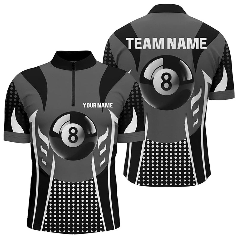 White Black 8 Ball Billiard 3D Jersey Shirts, Sport Billiard 8 Ball Pool Jerseys, Personalized Billiard Team Jersey Shirt