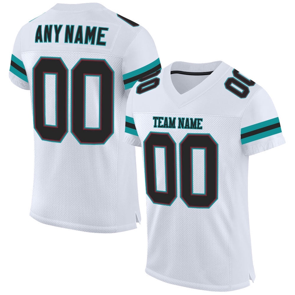 White Black Aqua Mesh Authentic Football Jersey, Personalized Football Jersey, Football Team Jersey, Football Outfits White Black Aqua Mesh Authentic Football Jersey, Personalized Football Jersey, Football Team Jersey, Football Outfits