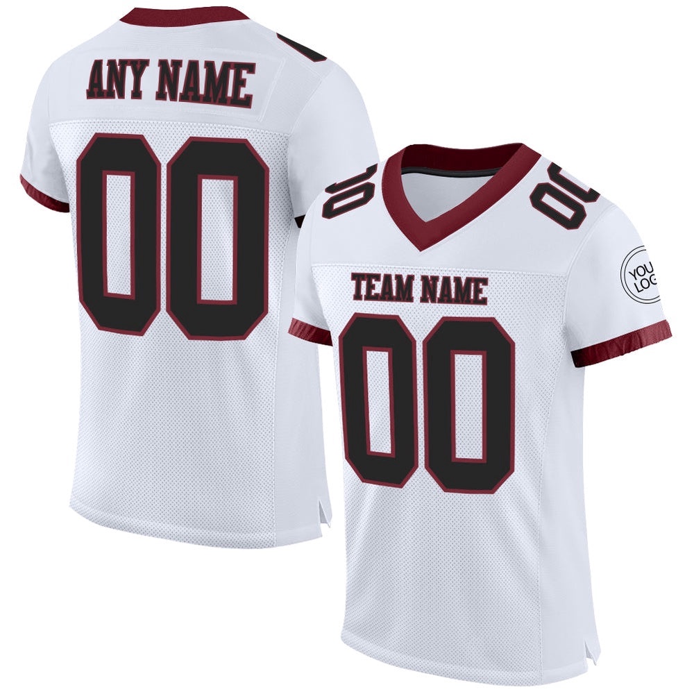 White Black Burgundy Mesh Authentic Football Jersey, Personalized Football Jersey, Football Team Jersey, Football Outfits White Black Burgundy Mesh Authentic Football Jersey, Personalized Football Jersey, Football Team Jersey, Football Outfits