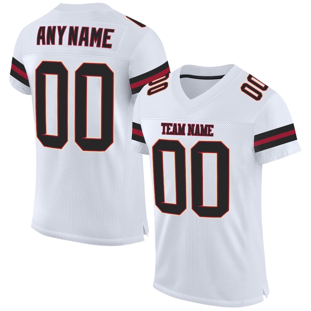 White Black Cardinal Mesh Authentic Football Jersey, Personalized Football Jersey, Football Team Jersey, Football Outfits