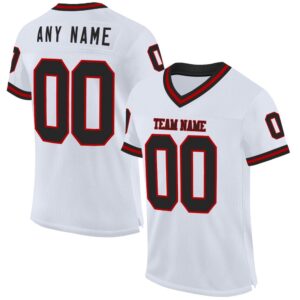 White Black Red Mesh Authentic Throwback Football…