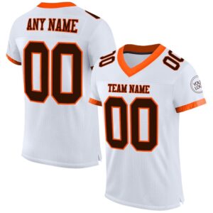 White Brown Orange Mesh Authentic Football Jersey,…