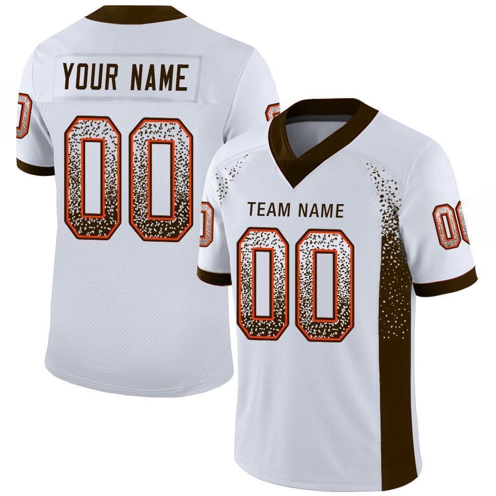 White Brown Orange Mesh Drift Fashion Football Jersey, Personalized Football Jersey, Football Team Jersey, Football Outfits