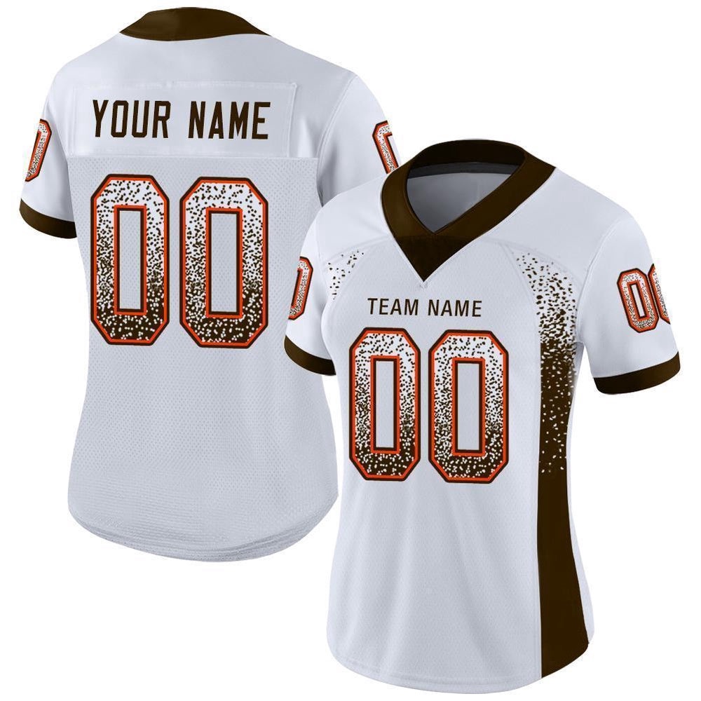 White Brown Orange Mesh Drift Fashion Football Jersey, Personalized Football Jersey, Football Team Jersey, Football Outfits