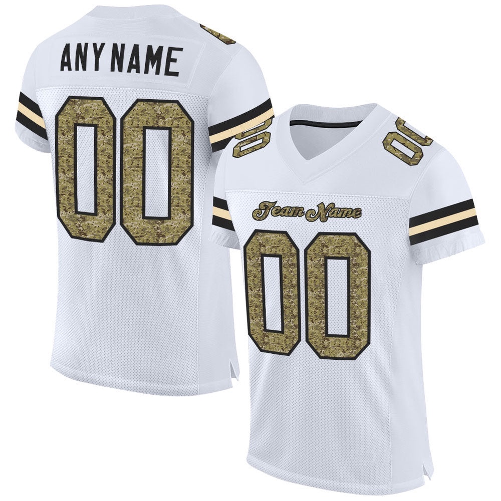 White Camo Black Mesh Authentic Football Jersey, Personalized Football Jersey, Football Team Jersey, Football Outfits
