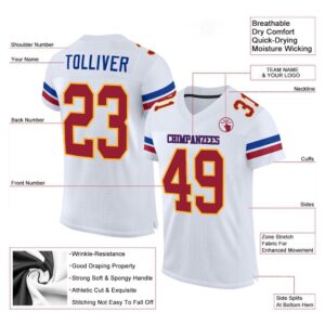 White Cardinal Gold Mesh Authentic Football Jersey Personalized Football Jersey Football Team Jersey Football Outfits 2 oj3pwm.jpg