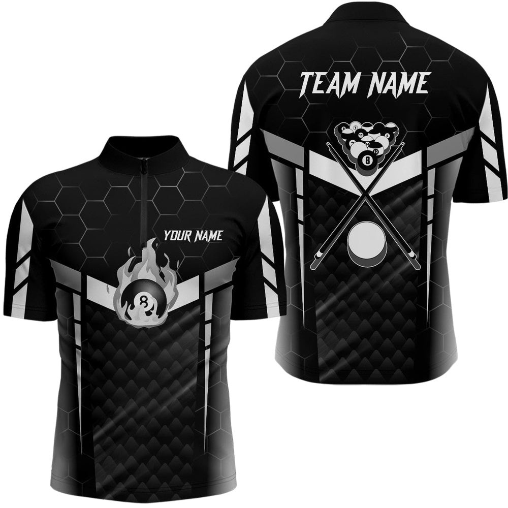 White Fire 8 Ball Billiard 3D Jersey Shirts, Custom Billiard Balls Team Jerseys, Personalized Billiard Team Jersey Shirt