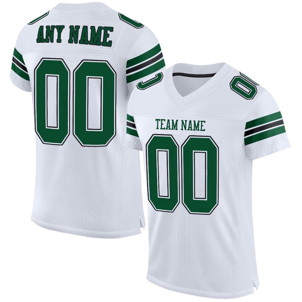 White Gotham Green Black Mesh Authentic Football Jersey, Personalized Football Jersey, Football Team Jersey, Football Outfits