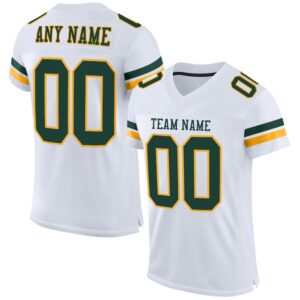 White Green Gold Mesh Authentic Football Jersey,…