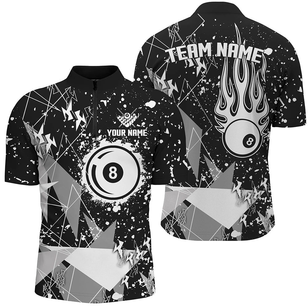 White Grunge Billiard Shirts, Billiards Jerseys For Pool Player, Personalized Billiard Team Jersey Shirt