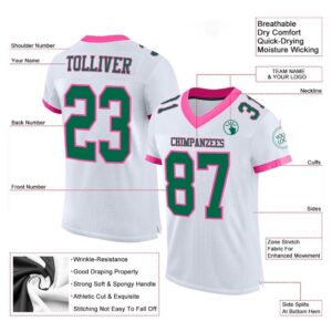 White Kelly Green Pink Mesh Authentic Football Jersey Personalized Football Jersey Football Team Jersey Football Outfits 2 gfnbwb.jpg