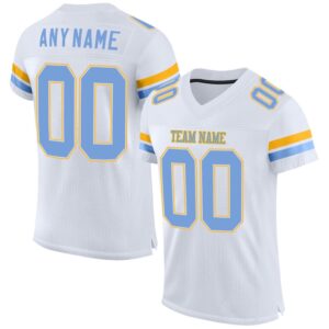 White Light Blue Gold Mesh Authentic Football…