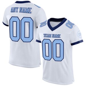 White Light Blue Navy Mesh Authentic Football…