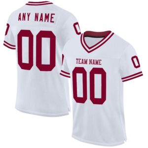 White Maroon Mesh Authentic Throwback Football Jersey,…