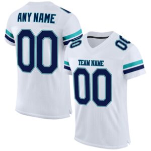 White Navy Aqua Mesh Authentic Football Jersey,…