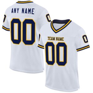 White Navy Gold Mesh Authentic Throwback Football…