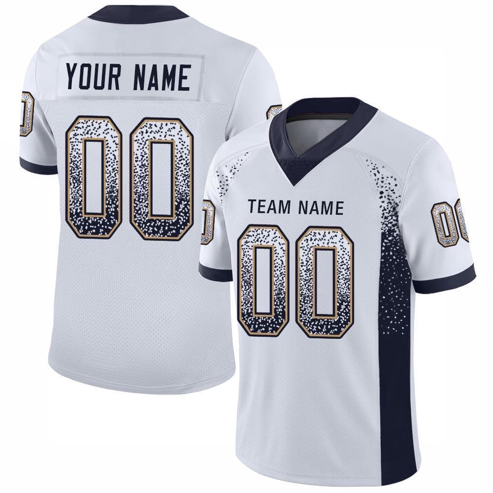 White Navy Old Gold Mesh Drift Fashion Football Jersey, Personalized Football Jersey, Football Team Jersey, Football Outfits White Navy Old Gold Mesh Drift Fashion Football Jersey, Personalized Football Jersey, Football Team Jersey, Football Outfits