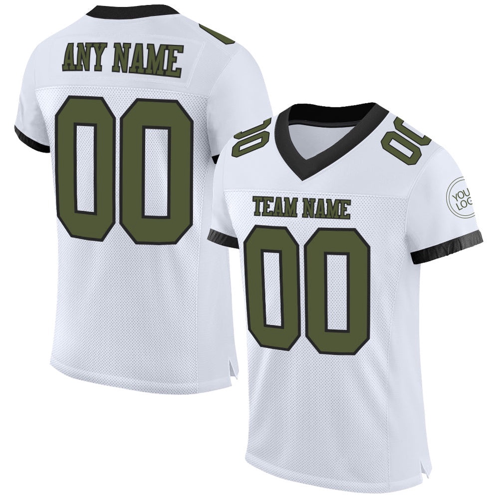 White Olive Black Mesh Authentic Football Jersey, Personalized Football Jersey, Football Team Jersey, Football Outfits White Olive Black Mesh Authentic Football Jersey, Personalized Football Jersey, Football Team Jersey, Football Outfits