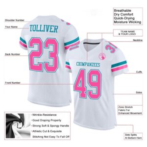 White Pink Teal Mesh Authentic Football Jersey Personalized Football Jersey Football Team Jersey Football Outfits 2 js1i3x.jpg
