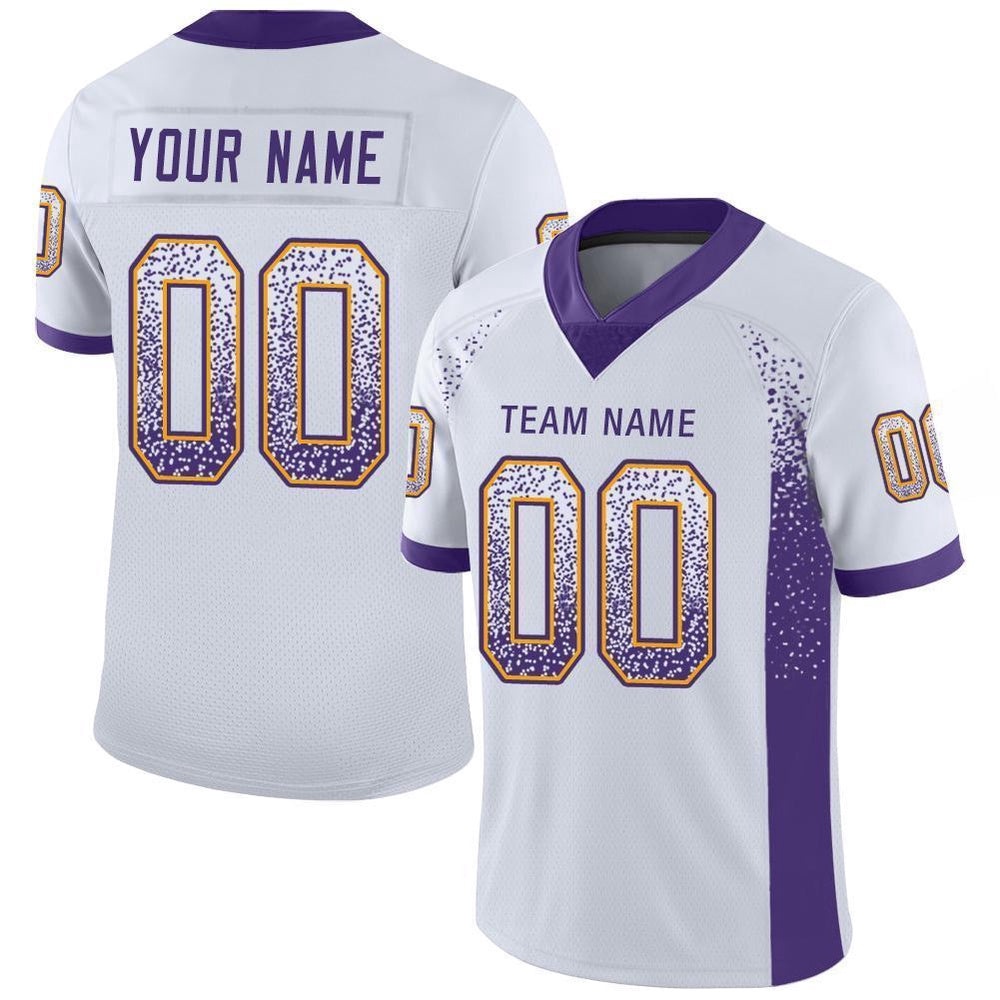 White Purple Gold Mesh Drift Fashion Football Jersey, Personalized Football Jersey, Football Team Jersey, Football Outfits