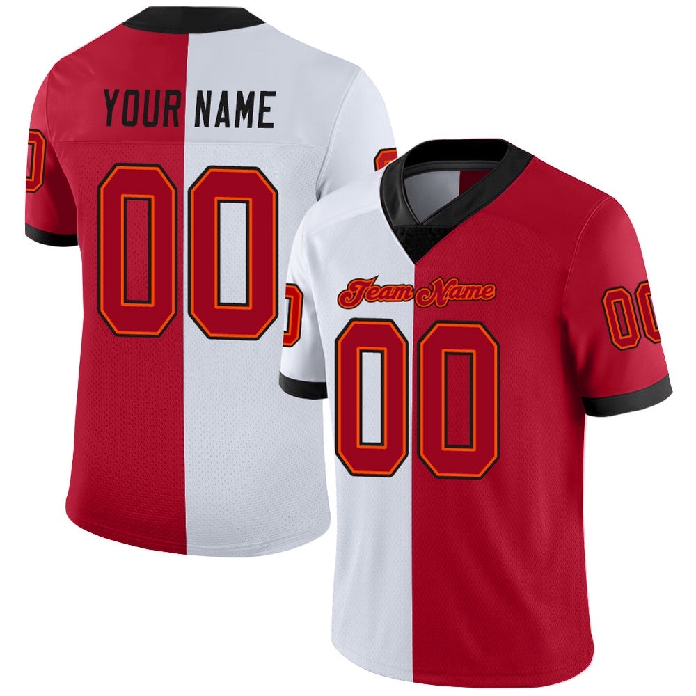 White Red Black Mesh Split Fashion Football Jersey, Personalized Football Jersey, Football Team Jersey, Football Outfits White Red Black Mesh Split Fashion Football Jersey, Personalized Football Jersey, Football Team Jersey, Football Outfits