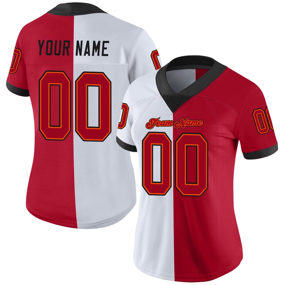 White Red Black Mesh Split Fashion Football Jersey, Personalized Football Jersey, Football Team Jersey, Football Outfits White Red Black Mesh Split Fashion Football Jersey, Personalized Football Jersey, Football Team Jersey, Football Outfits