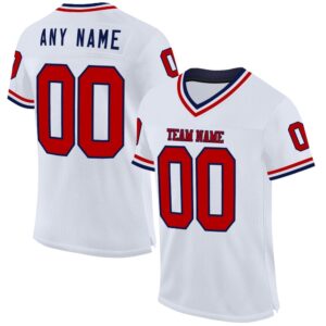 White Red Navy Mesh Authentic Throwback Football…