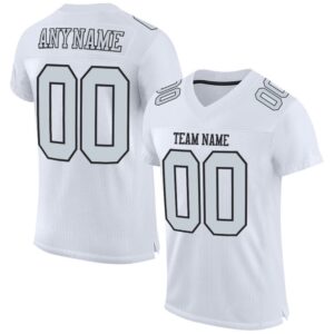 White Silver Black Mesh Authentic Football Jersey,…