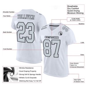 White Silver Black Mesh Authentic Football Jersey Personalized Football Jersey Football Team Jersey Football Outfits 2 j8xndu.jpg