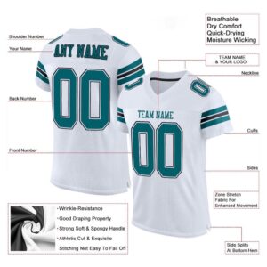 White Teal Black Mesh Authentic Football Jersey Personalized Football Jersey Football Team Jersey Football Outfits 2 ydnkko.jpg