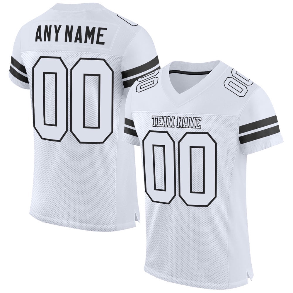 White White Black Mesh Authentic Football Jersey, Personalized Football Jersey, Football Team Jersey, Football Outfits