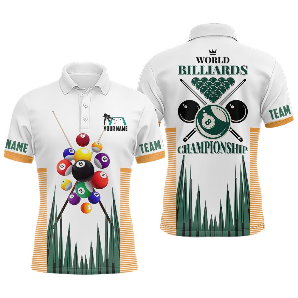 World Billiards Championship 3D Polo Shirts, Best Custom Billiard Shirts, Personalized Billiard Polo Shirt