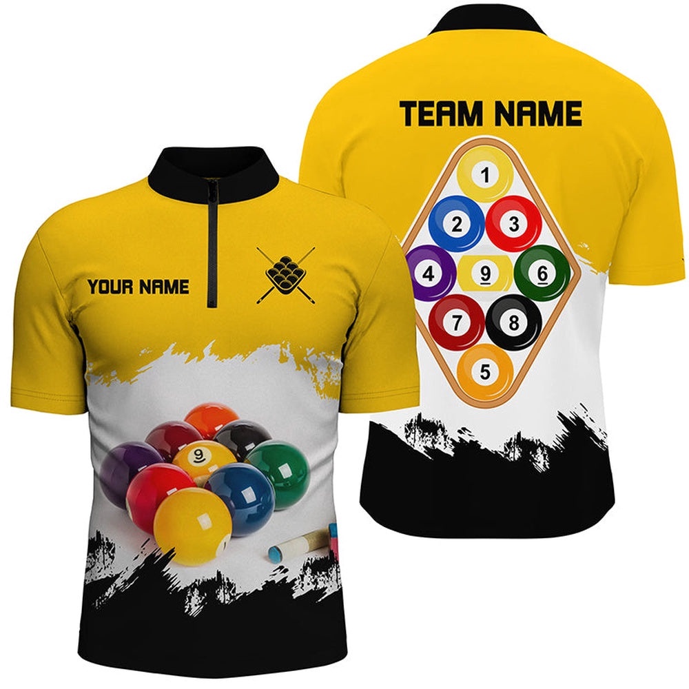 Yellow 9 Ball Pool Billiard Shirts, Billiard 9 Ball Team Shirts Jerseys, Personalized Billiard Team Jersey Shirt Yellow 9 Ball Pool Billiard Shirts, Billiard 9 Ball Team Shirts Jerseys, Personalized Billiard Team Jersey Shirt