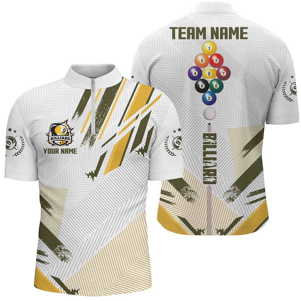 Yellow 9 Ball Pool Tournat Sport Shirts, 9 Ball Billiard Team Jerseys, Personalized Billiard Team Jersey Shirt