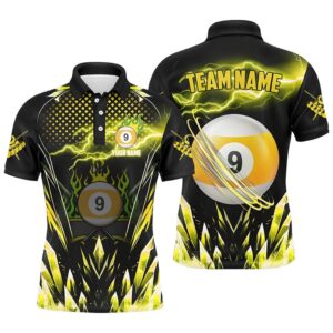 Yellow Icy Lightning 9 Ball Pool Polo…