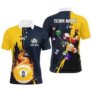 Yellow Navy 9 Ball Pool Polo Polo…