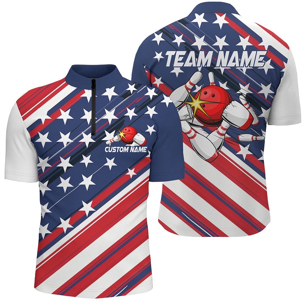 American Flag Bowling Shirts For Men And Women, Bowling Tournament Team Shirts, Custom Bowling Team Jersey Shirt