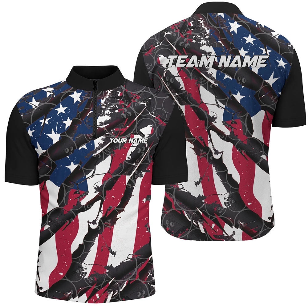 American Flag Bowling Team Shirts For Men And Women, Patriotic Bowling Team Jersey, Custom Bowling Team Jersey Shirt