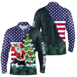 American Flag Christmas Santa Golf Pattern Custom Men s Christmas Golf Apparel Golf Polo Shirt Golf Shirts 2 l9zzy3.jpg